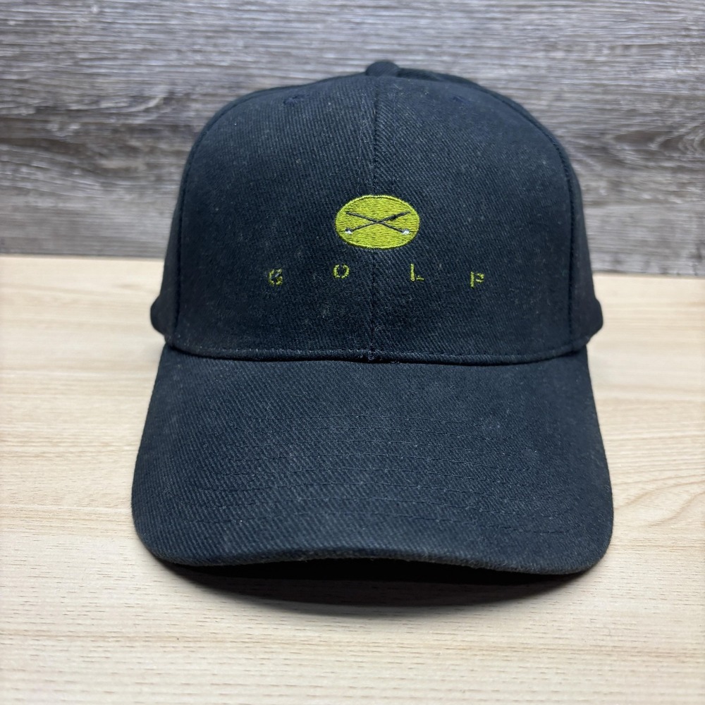 Vintage Golf Hat Cap Strap Back Black Green Embroidered Clubs Signatures Golf